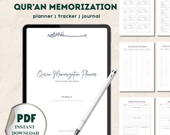 Editable Digital Qur’an Memorization Planner | Quran Journal |  Hifdh Tracker | Hifz Journal | Printable PDF