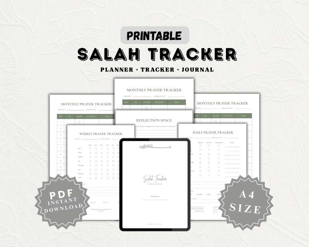 Islamic Salah Tracker | Prayer Journal & Muslim Planner | Printable PDF ...