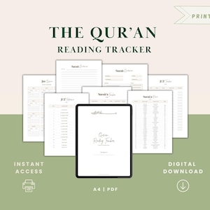 Printable Quran Tracker, Qur’an Journal Digital, Quran Study, Quran Tracker, Muslim Planner, Hifdh Planner, Quran Journaling, Printable PDF