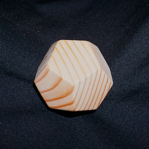 One (1) pine twelve (12) sided dodecahedron wooden blank die for classroom or home use