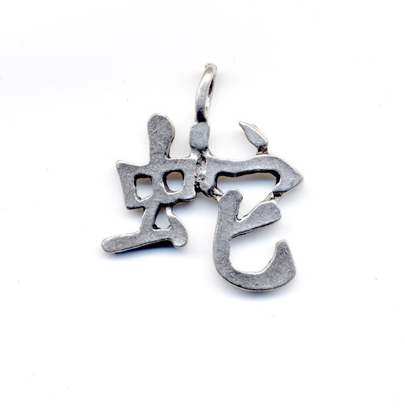 SNAKE Chinese Character Charm Pewter Etsy