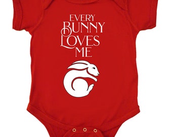 Every Bunny Loves Me, Rabbit, Bunny Baby Onesie (One Piece) Jumpers