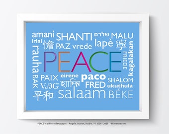 PEACE in Different Languages Print - Size: 10 x 8 inches