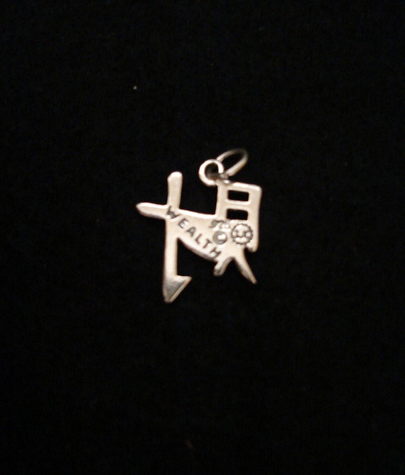 Sterling silver pendant solid 925 Chinese symbol Wealth PE001267 Sterling silver pendant solid 925 Chinese symbol Wealth PE001267