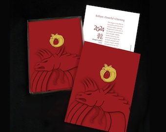 New Year's Cards - Year of the Dragon 2024 Cards  - 6 and 12 Greeting Card Sets