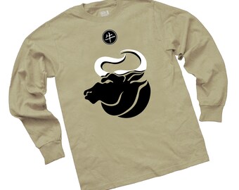 OX (Bull) Long Sleeve T-shirt - Color Tan & Grey - Limited Quanities
