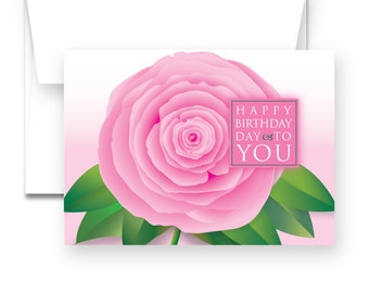 Birthday Card - Greeting Card in three color options: Blue, Pink or Purple