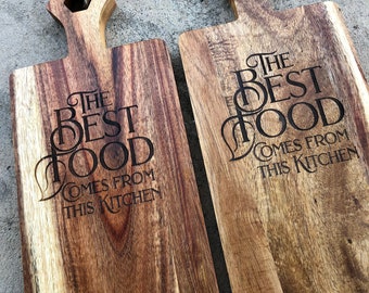 The Best Food Charcuterie Board and Cutting Board or Servers - Laser engraved with type