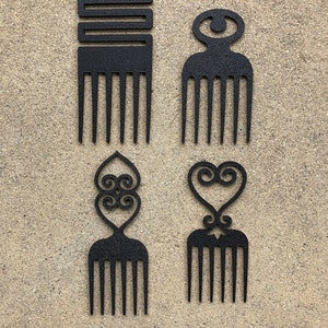 Afro Picks - Adinkra  Dwennimmen & Nkyinkym Symbol African Combs - Laser cut Comb with description note card