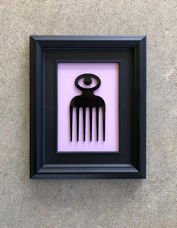 Beauty Symbol Comb - Adinkra Duafe - Laser Cut, Framed Size: 8 X 10 Framed 