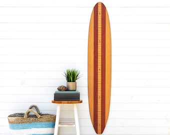 Wooden Striped Surfboard | Surfboard Growth Chart | Longboard | Surfer Room | Surf Baby | Wood surfboard | Surfboard Decor | Shower Gift