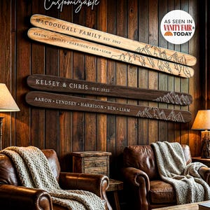 Personalized Family Established Sign Ski Decor |Skier Gift |Rustic Cabin Decor |Mountain House Decor Skiing Wall Art,Ski Wall Art Cabin Sign