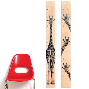 Graphique de croissance de la girafe | Décoration girafe | Chambre Safari | Graphique de croissance du bois | Cadeau baby shower | Décoration d'animaux de safari | Toise Safari bébé