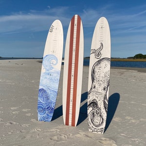 The White Washed Beach Wood Longboard Surfboard Growth Chart Collection | Ocean Themed Nursery | Beach Decor | Surfboard Sign Height Chart