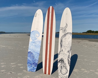 The White Washed Beach Wood Longboard Surfboard Growth Chart Collection | Ocean Themed Nursery | Beach Decor | Surfboard Sign Height Chart