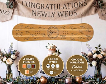 Personalized Snowboard Wedding Guest Book Alternative, Adventure Wedding Guestbook, Winter Wedding Decor |Mountain Wedding Alternative Guest
