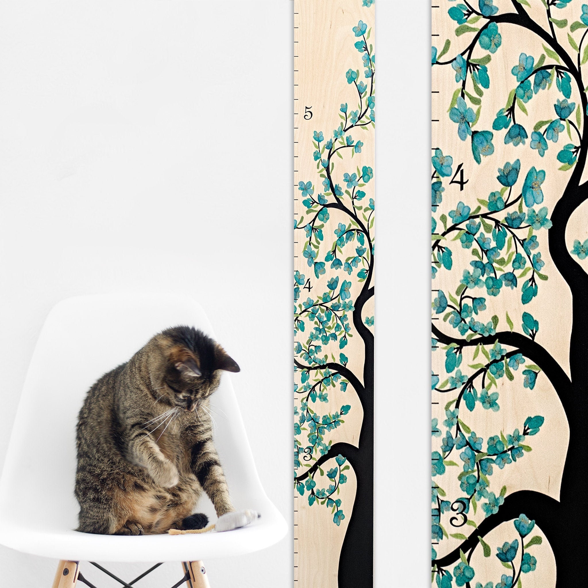 Blue Tree Of Life Growth Chart Kids Height Chart Wood Etsy