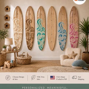 Surfboard Growth Chart Wooden Height Board Ocean Decor Kids Room Decor Coastal Nursery Decor Surf Board Wall Art Beach Themed Boy Girl Ruler