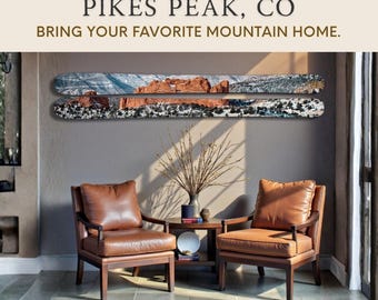 Personalized Pikes Peak Kissing Camels Ski Wall Art Decor – Custom Ski Lodge Decor,Ski Family Name Decor,Colorado Mountain Wall Art CO House