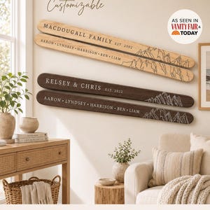 Personalized Family Established Sign Ski Decor |Skier Gift |Rustic Cabin Decor |Mountain House Decor Skiing Wall Art,Ski Wall Art Cabin Sign