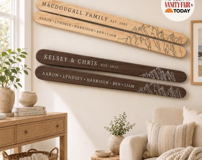 Personalized Family Established Sign Ski Decor |Skier Gift |Rustic Cabin Decor |Mountain House Decor Skiing Wall Art,Ski Wall Art Cabin Sign