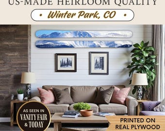 Winter Park Ski Wooden Cabin Wall Decor – Personalized Name Sign Fireplace Wall Art, Custom Family Name Sign, Mountain Home Gift For Skiers