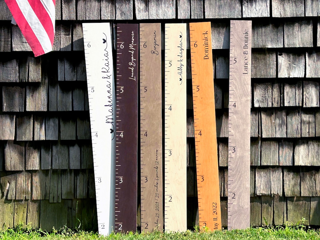 Farmhouse Boho Wooden Growth Chart + Height Chart Ruler + Family Growth ...