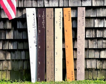 Farmhouse Boho Wooden Growth Chart + Height Chart Ruler + Family Growth Chart + Wall Hanging Height Ruler + Custom Growth Chart