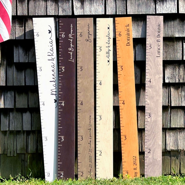 Farmhouse Boho Wooden Growth Chart + Height Chart Ruler + Family Growth Chart + Wall Hanging Height Ruler + Custom Growth Chart