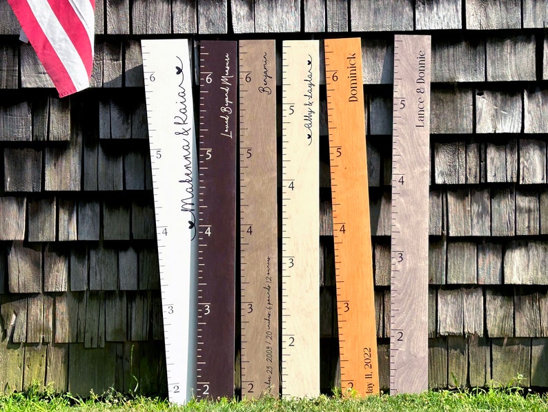 Farmhouse Boho Wooden Growth Chart Height Chart Ruler Family Growth Chart Wall Hanging Height Ruler Custom Growth Chart image 1