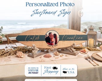 Custom Surf Decor Sign | Personalized Beach Wedding Guest Book Alternative | Coastal Wedding Sign | Beachy Wedding Keepsake