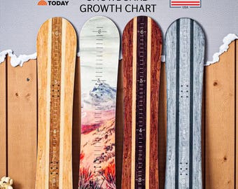 CUSTOMIZABLE Snowboard Growth Chart|Ski Growth Chart|Mountain Nursery Decor|Baby Wooden Height Chart for Kids Adventure Baby Shower Gift Boy