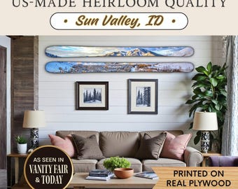 Sun Valley Mountain Ski Wall Decor – Personalized Family Name Sign, Custom Ski Lodge Decor, Ski Wall Decor Plaque Entry, Idaho Housewarming