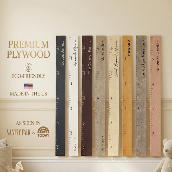 Farmhouse Boho Wooden Growth Chart - Height Chart Ruler, Family Growth Chart, Wall Hanging Height Ruler,Custom Growth Chart Nursery Kids Art