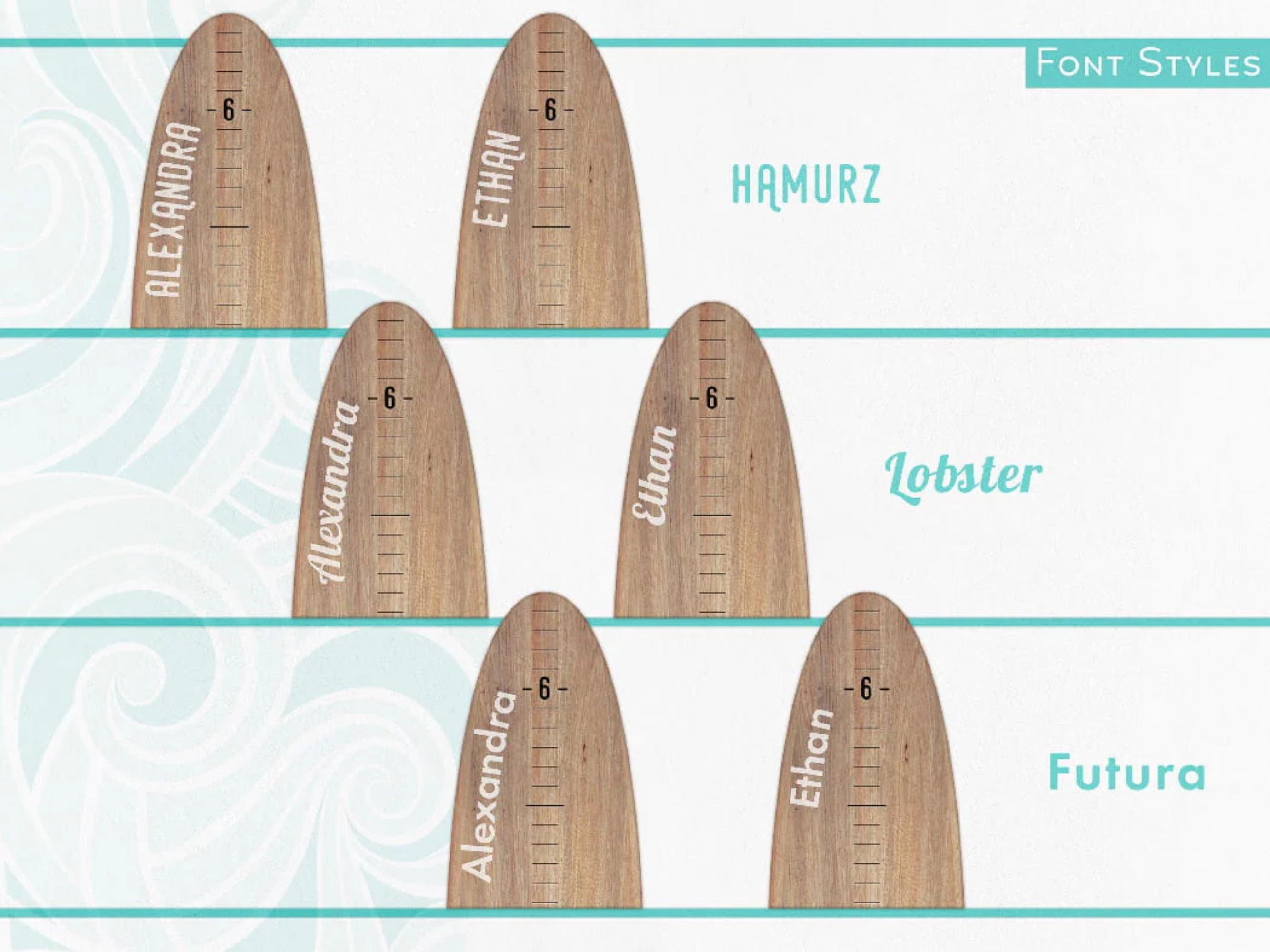 Surfbrett-Wachstumskarte, Holz-Höhentafel, Ozean-Dekor, Kinderzimmer-Dekor, Küsten-Kinderzimmer-Dekor, Surfbrett-Wandkunst, Strand-Themen, Junge, Mädchen, Lineal