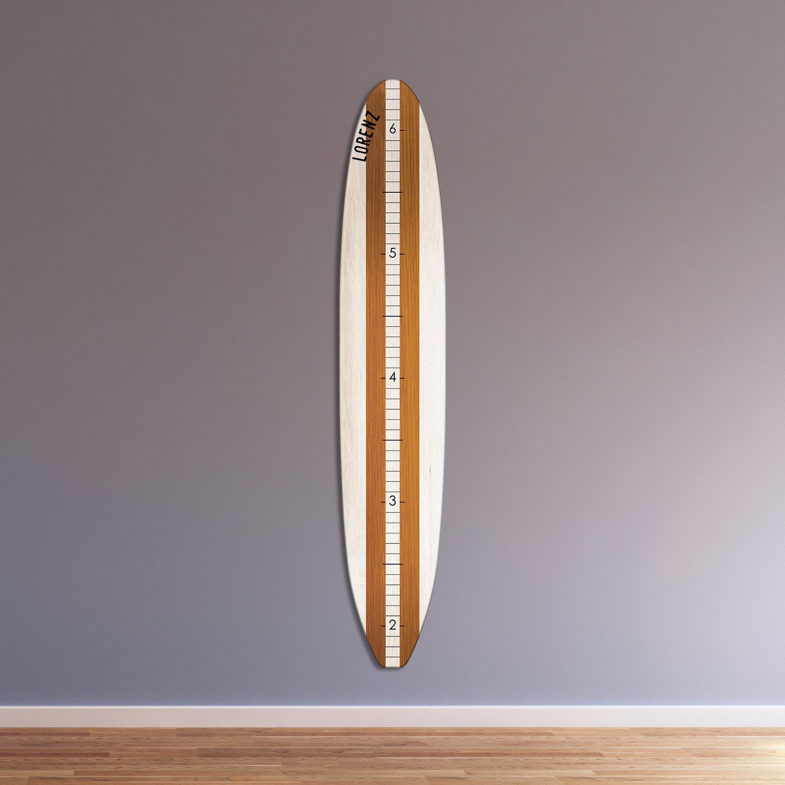 The White Washed Beach Wood Longboard Surfboard Growth Chart Etsy