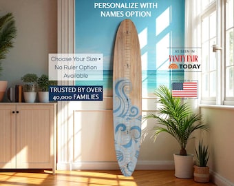Name Surfboard GROWTH CHART-Ocean Nursery Nautical Nursery Decor,Beach Baby,Decorative Surf Board Room Decor,Height Chart,Kids Coastal Decor