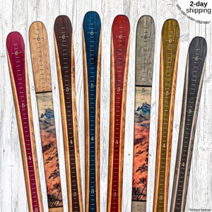 Wooden Growth Chart for Kids Ski Decor Wood Height Chart Personalized Child Growth Ruler Baby Shower Gift Mountain Nursery Theme Adventure