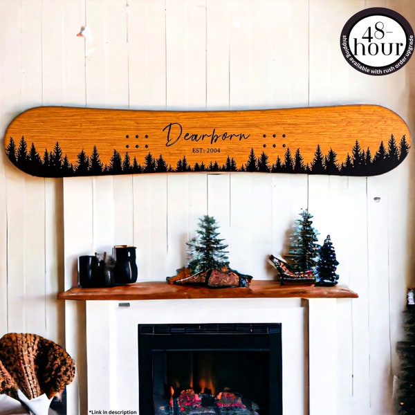 Family Established Sign Wood Snowboard Decor Ski Lodge Sign Personalized Family est sign Mountains Wedding Gift Family Name Sign Anniversary