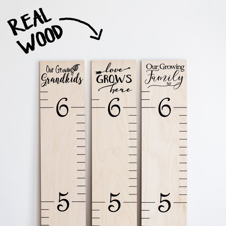 Wooden Ruler Growth Chart Kids Wood Height Chart Wall Etsy
