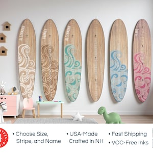 Surfboard Growth Chart Wooden Height Board Ocean Decor Kids Room Decor Coastal Nursery Decor Surf Board Wall Art Beach Themed Boy Girl Ruler image 13