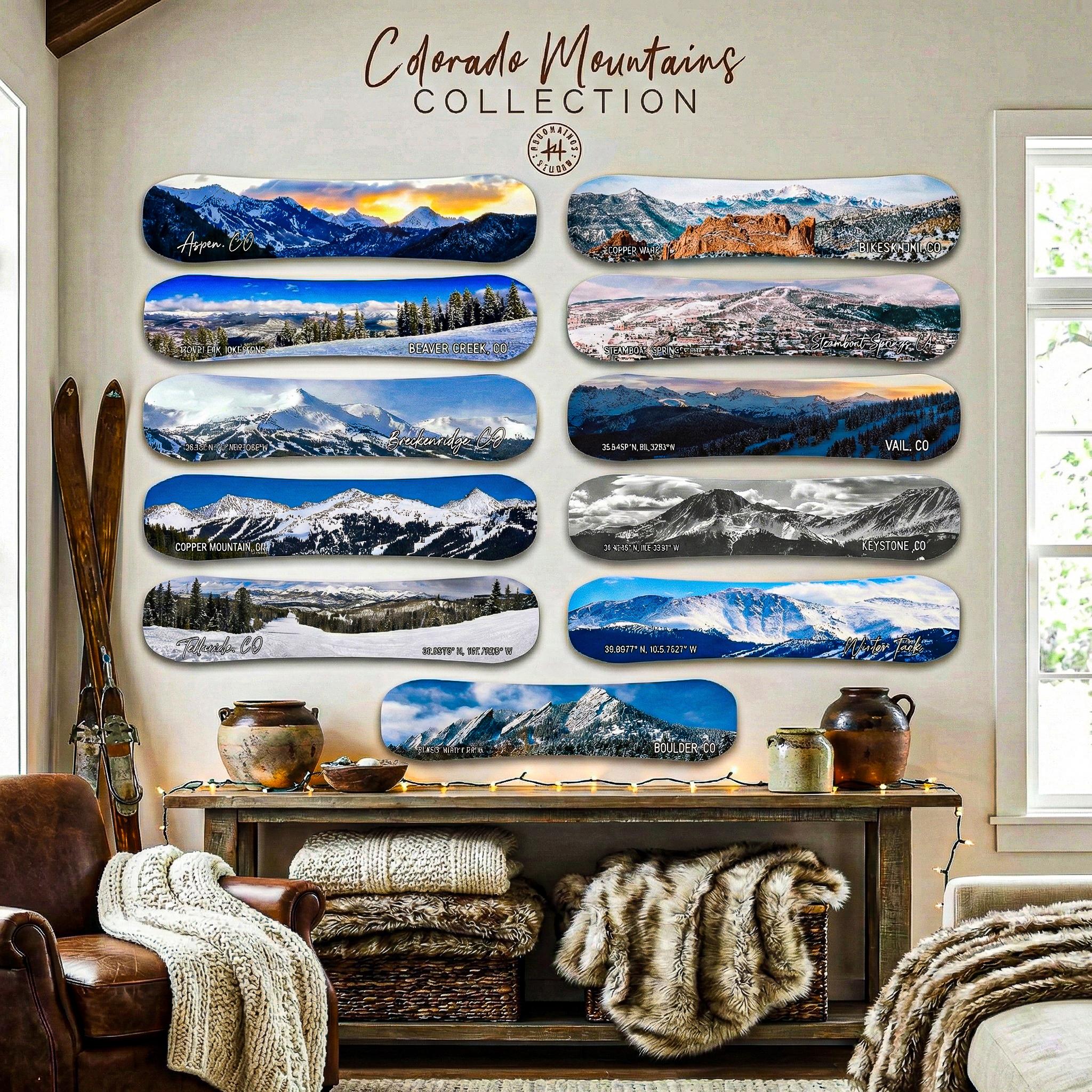 Colorado Skiing Wood Snowboard Wall Decor | Ski Art Mountain