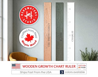 Farmhouse Boho Wooden Growth Chart-Wood Height Chart Wooden,Custom Family Ruler Growth Chart for kids,Wall Hanging Height Board Personalized