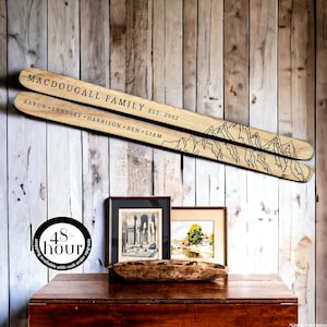 Family Sign cabin decor Ski wall decor Mountain Wood Wall Art Family Name Sign Lodge decor Mountain home decor winter wedding couple gift