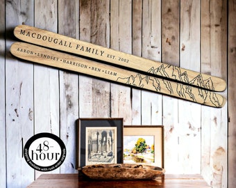 Family Sign cabin decor Ski wall decor Mountain Wood Wall Art Family Name Sign Lodge decor Mountain home decor winter wedding couple gift