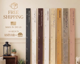 Farmhouse Boho Wooden Baby Growth Chart-Height Chart Ruler Nursery Decor Family Growth Ruler - Kids Height Ruler - Wall Custom Growth Chart