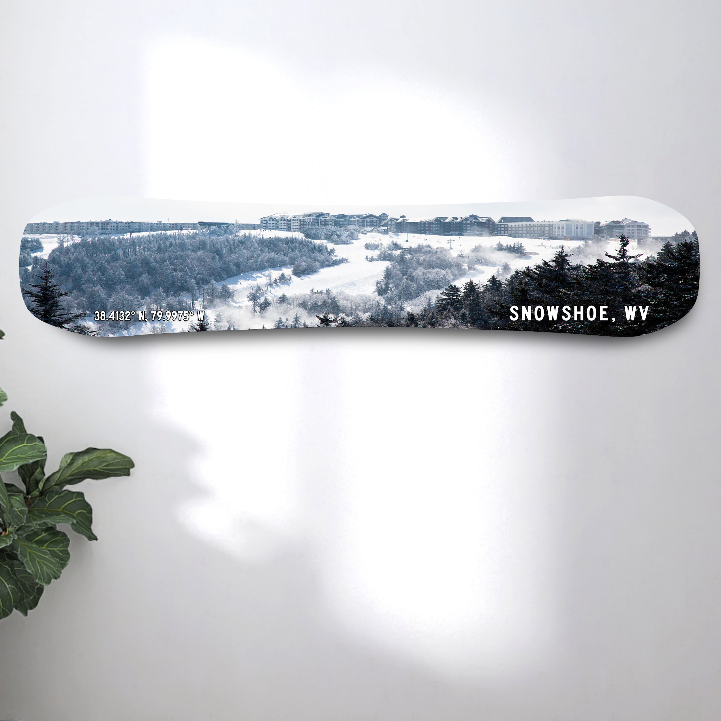 7 INCHESのスノーボード アートプリント Snowshoe West Virginia Snowboard Art Print on Wood | Gifts for