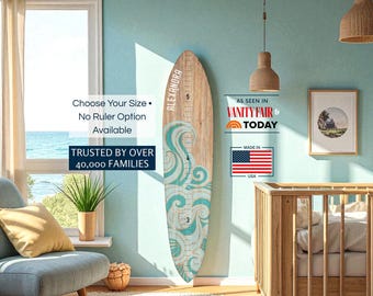 Wall Surfboard GROWTH CHART-Ocean Nursery Nautical Nursery Decor,Beach Baby,personalized growth chart Height Chart,Kids Coastal Decor Art