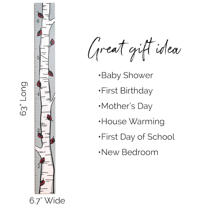 Birch Tree Growth Chart Wood Height Chart Fall Trees Etsy