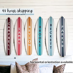 Surfboard Name Sign, Wooden Surfboard Wall Art, Perfect for Ocean Nursery, Playroom, Boy + Girl Nursery, Beach House Decor, Surfboard Decor